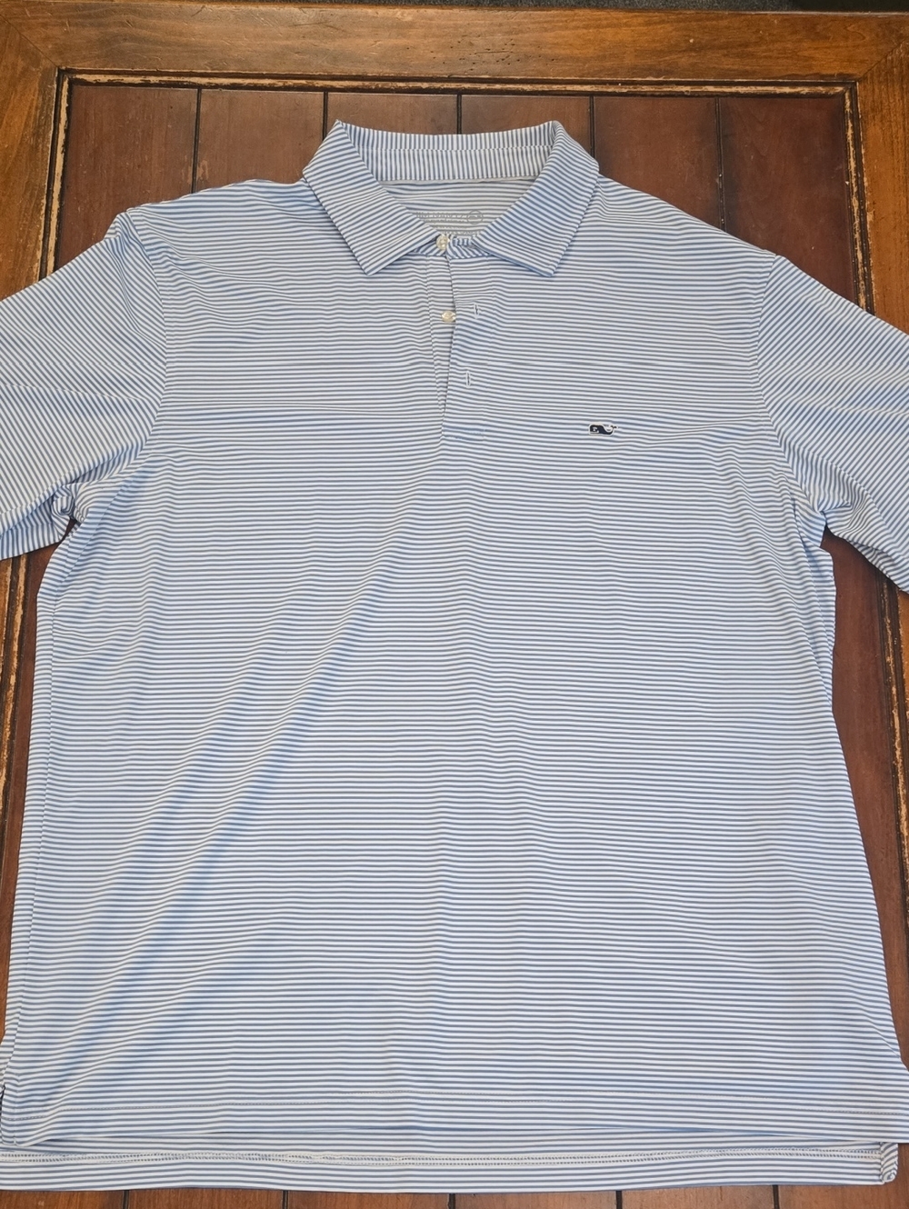Vineyard Vines Men's Light Blue & White Micro-Striped Polo